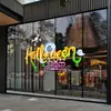 Pegatinas Decorativas de Halloween Transfronterizas, Película para Vidrio, Pegatinas para Vidrio de Tiendas, Pegatinas de Café y Té con Leche, Pegatinas para Ventanas, Calcomanías para Ventanas