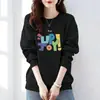 Sudadera de Manga Larga para Mujer, Holgada Retro con Hombros Ligeramente Caídos, Nueva Sudadera de Cuello Redondo Otoño e Invierno, Chaqueta Superior de Terciopelo Engrosada