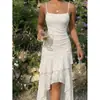 Etiqueta transfronteriza sitio independiente AliExpress 2026 vestido largo de tirantes plisados jacquard romántico elegante
