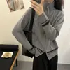 Design de gola alta estilo coreano, suéter de malha com zíper duplo, nova moda feminina, casaco suéter de tricô trançado, cardigã feminino outono/inverno
