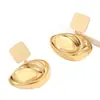 Pendientes Cuadrados Geométricos de Metal Estilo Minimalista Europeo Forma de Gota de Agua para Mujer Pendientes Largos Irregulares Plegados Joyería Transfronteriza
