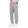 Pantalones de verano de seda helada para hombre al por mayor, pantalones casuales rectos holgados con cordón para hombre, adecuados para trabajar en obras de construcción, pantalones jogger finos