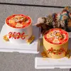 Decorações de Bolo de Ano Novo 2026 para Riqueza Instantânea, Boa Sorte e Sorte Contínua, Decorações de Assar com Roda da Fortuna Grande