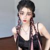 Peluca Koni Trenzas Boxeadora Trenzas para Mujer Celebridad de Internet Chica Popular Trenzas Cabello Sintético Rastas Doble Cola de Caballo Trenzas Y2K