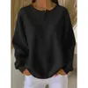 Em estoque cross-border Amazon comércio exterior moda gola redonda malha waffle 2025 outono/inverno novo cor sólida pulôver top solto