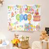 Ins estilo aniversário fundo pano net vermelho foto pendurado pano crianças meninos e meninas bebê festa de aniversário foto decoração pendurado pano