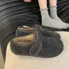 Zapatos Peludos Grises para Mujer, Nuevo Calzado de Invierno para Exteriores, Zapatos de Algodón Cálidos Forrados de Felpa, Mocasines de Lana Suaves con Suela Plana, Zapatos Birkenstock