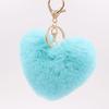 Llavero de Peluche con Forma de Corazón Rojo de Moda para Pareja, Colgante de Bola de Pelo de Conejo Sintético para Bolso, Accesorio para Coche al por Mayor