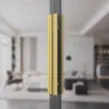 Manija de Puerta de Vidrio de Acero Inoxidable Imitación Cobre de Lujo Lista para Usar Normcore Madera Maciza Elegante Hotel Oficina Manija de Puerta