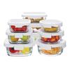 Set Rectangular de Vidrio de Alto Borosilicato Lino Apto para Microondas con Agujeros de Aire Caja Sellada para Refrigerador Recipiente Caja para Frutas Lonchera