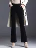 Pantalones de pana de talla petite, ligeramente acampanados, para mujer, nueva colección otoño/invierno 2026, de tiro alto, talla grande, pantalones casuales para mujeres de mediana edad
