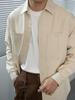 Camisa bordada Nengmeng de doble bolsillo con diseño de línea Ming para hombre, primavera y otoño, holgada, de manga larga, chaqueta casual para hombre