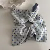 Ponto Onda Azul Floral Vintage Quadrado Laço Grande Anel Suave para Cabelo Corda para Rabo de Cavalo Estilo Pastoral Novos Acessórios de Cabelo