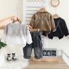 Conjunto de Sudadera Cuadrada y Collar para Niños, Nuevo Atuendo Deportivo Elegante de Dos Piezas para Bebés y Niños Pequeños, Otoño 2025