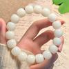 Pulsera de mano de bodhi de jade blanco natural, placa de raíz de bodhi lisa para jugar, hombres y mujeres alrededor del dedo, cuentas de Buda suaves, rosario, pulsera al por mayor