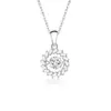 Collar Colgante Halo de Diamante Trapezoidal Sol Radiante Plata de Ley S925 Lujo Accesible para Mujer Nicho Venta Caliente Joyería Transfronteriza Al por Mayor