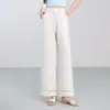 Pantalones Anchos Rectos Sueltos Casuales para Mujer 2026 Verano Nuevos con Cordón Cintura Elástica Parche de Encaje