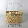 Cesta pequeña tejida de bambú para picnic al aire libre, cesta pequeña de almacenamiento, cesta de bambú removible, estante para bocadillos de varias capas, asa de rejilla, azul