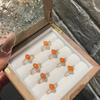 Da Vinci Pure Wants Peach Novo estilo chinês sul vermelho ágata s925 prata esterlina com anel branco banhado a ouro ajustável
