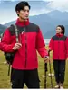 Nueva moda casual de otoño e invierno color algodón del norte bloques de color cuello alto grueso chaqueta de grupo estampada para deportes al aire libre