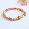 Pulsera de Cristal de Fresa Natural Jueyu Pulsera de Piedra Lunar Naranja Transmisión en Vivo de Comercio Electrónico de Cristal Venta al por Mayor S6031304