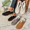 Zapatos de algodón gruesos de color liso con suela plana para mujer talla grande, nuevos de invierno 2026, forrados de felpa cálida, para exportación