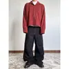 Jeans Americano Retrô Lavado com Múltiplos Bolsos para Homens, Vibe de Rua, Calças Casuais Soltas Retas de Perna Larga, Moda Masculina Tendência