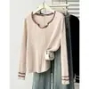 Nuevo suéter de punto estilo vintage de otoño para mujer talla grande, suéter interior de manga larga 100 kg Top 0772
