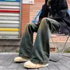 Jeans de Mezclilla Lavada Vintage 2026 para Hombre, Estilo High Street Americano, Pantalones Largos Rectos Sueltos Ligeramente Acampanados de Moda