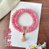 Pulsera de Semillas de Bodhi Rosa Cereza para Mujer, Cuentas Dobles Circulares de Semillas de Bodhi tipo Ábaco, Nuevas Cuentas de Oración de Mano Estilo Chino, Mayoreo