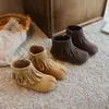 Botines de tobillo con flecos estilo coreano para niñas, nueva colección otoño/invierno, zapatos de bebé cómodos de suela blanda, zapatitos de princesa para niñas