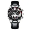 Relógio Masculino Popular para Comércio Exterior Transfronteiriço, Relógio de Quartzo Elegante com Calendário Seis Ponteiros e Pulseira de Couro, Relógio Esportivo Masculino Atacado