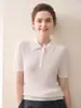 26 Estilos Hilo Yangzi Finamente Retorcido 100% Lana Manga Corta Mujer Cuello POLO Trenzado Suéter Camiseta de Punto Media Manga