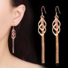 Pendientes largos de diamantes exagerados de moda versión coreana, pendientes de borlas de temperamento para niñas, joyería para las orejas al por mayor