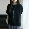 Outono e Inverno Novo Estilo 100% Lã Pura Colete de Manga Curta para Mulheres Colete Solto em Camadas Suéter Colete de Gola Redonda Colete Tricotado