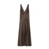 Moda Europea y Americana Transfronteriza Estilo Caliente de Aliexpress Moda Primavera 202 Textura de Satén de Seda Vestido Largo Tendencia Ins de Alta Gama