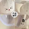 Gorra de Béisbol Bordada con Orejas de Gato Lindas Estilo Japonés para Mujer, Gorra Versátil de Ala Ancha para Sol de Primavera y Verano que Hace que la Cara Parezca Más Pequeña, Gorra de Pico Suave