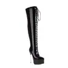 Danza Jazz 43 Hasta la Rodilla Talla Comercio Exterior Charol Tacón Súper Alto Botas de Caballero Botas Largas 32 Código de Bota Plataforma de Agua Con Cordones Blanco