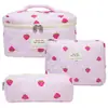 Bolsa Cosmética Portátil Grande Capacidade Floral Pequeno Armazenamento Algodão Acolchoado Portátil Flores Fofas Ins Viagem Estudantes