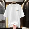 Camiseta de Manga Corta Pesada 100% Algodón para Hombre 2026 Nuevo Estilo Top de Cuello Redondo con Estampado de Letras Camiseta Algodón Completo Manga Media
