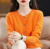 Comercio electrónico transfronterizo: Nueva colección de primavera y otoño de cárdigans redondos para mujer, prendas de punto de manga larga, ropa exterior versátil y favorecedora estilo coreano