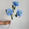 3 cabeça lasanha rosa duas cores rosa casamento auditório decoração flor de seda casa janela de exibição guia de estrada flor falsa em estoque