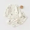 Ropa Interior para Bebé Primavera y Otoño Manga Larga Pijama para Casa Algodón Puro Ropa y Pantalones de Otoño para Niños Niñas Conjunto Separado de Algodón Puro