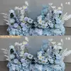 Nuevo arreglo floral de lugar de boda flor artificial decoración de boda fila de flores terminada pasarela camino arte floral boda flor artificial