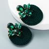 Suministro transfronterizo otoño e invierno aretes de vidrio geométricos personalizados con diamantes para mujer, hechos a mano, aleación de alambre, aretes exagerados incrustados con diamantes