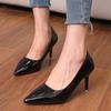 Sapatos Femininos 2025 Novo Estilo de Verão Bico Fino Confortáveis, Elegantes Sapatos de Salto Alto de Verniz Nude com Sola Vermelha, Scarpins de Salto Agulha Femininos