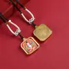 Collar Tanka de Acero de Titanio Retrato de los Ocho Santos Patronos Dorado Pintado a Mano Collar del Buda Nacimiento de Xizang para Hombres y Mujeres Estilo Xizang