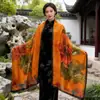 Chal de Seda Cheongsam Patrón de Escamas de Dragón Xiangyun, Bufanda Estilo Chino, Bufanda Larga Grande de 70X180, Bufanda de Seda con Protección Solar, Bufanda de Seda para Mujer, Bufanda de Playa