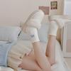 Calcetines de Terciopelo Australiano con Bordado de Lazo para Mujer Otoño e Invierno con Forro Polar Calcetines Gruesos Cálidos para Dormir Calcetines Lindos Suaves Cerosos de Piel para Mujer