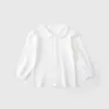 Camisa Polo Lisa de Color para Niños Primavera y Otoño Camisa Base con Cuello Polo Niños Niñas Algodón Puro Camisa Blanca Niños Medianos y Mayores Camisa de Manga Larga